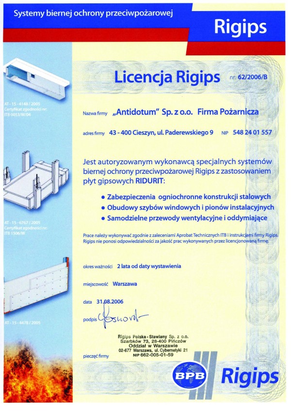 zabezpieczenia przeciwpożarowe